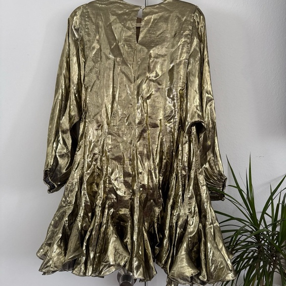 *ARCHIVE* RHODE Gold Lamè Ella Mini Dress Size S/M DEFECTS NEEDS WORK - Picture 3 of 13